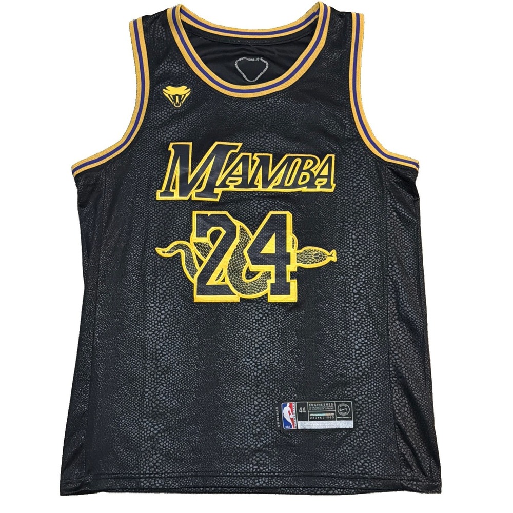 NBA Swingman Kobe Bryant Mamba 24 Basketball‎ Jersey Black Gold Purple SZ 44